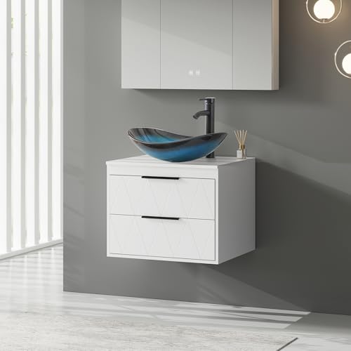 eclife 24" Bathroom Vanities Cabinet with Sink Combo, Wall Mounted