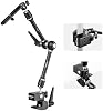 Montaje de brazo mágico NEEWER de 21" con super abrazadera, montaje de escritorio aéreo con doble cabeza esférica de 360°, adaptador de espiga de 1/4" 3/8" 5/8" para PA073 PA074 jaula de teléfono, rig de cámara DSLR, monitor, luz de video, UA018 2