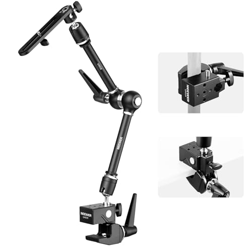 NEEWER 21' Magic Arm Camera Mount with Super Clamp, Overhead Desk Mount with 360° Dual Ball Head, 1/4' 3/8' 5/8' Stud Adapter for PA073 PA074 Phone Cage Rig DSLR Camera Monitor Video Light, UA018