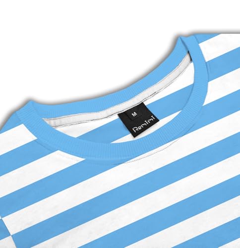 Image of Remimi Kids Striped Shirts Long Sleeve Boys Girls Crew Neck Holiday Tshirts 3-14 Years