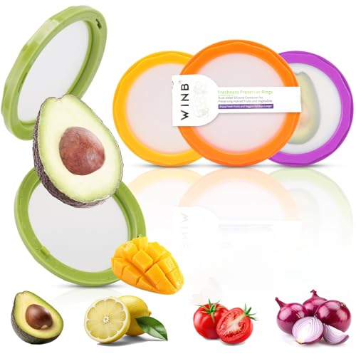Image of Winb Avocado Saver & Onion Storage Set of 4 Reusable Fruit and Veggie Savers - Ideal for Avocados, Tomatoes, Apples, Garlic, Onions, and More