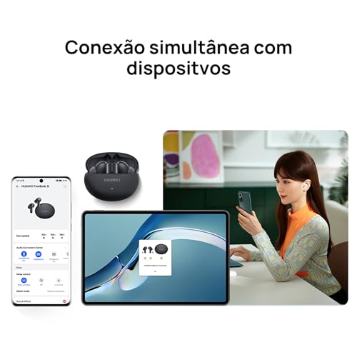 Fone de ouvido sem fio, HUAWEI FreeBuds 5i, até 28 horas de reprodução, cancelamento ativo de ruído 42dB, som de Alta Resolução, Azul glide