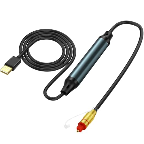 XMSJSIY Cable adaptador de audio óptico USB a fibra óptica SPDIF para HDTV, ordenador, portátil, conexión Fiber Optic Audio Box   2 m