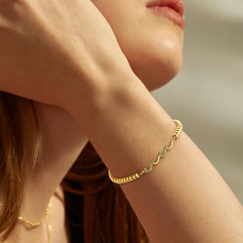Image of Gift for Daughter Sister Bestie Friends Mom The Waves of Life We've Through Together Wave Bracelet Women Birthday Retirement Insprational Gifts for Her