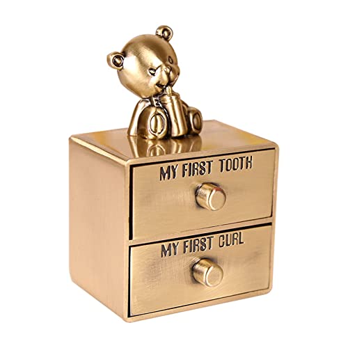 Image of Ruiqas Baby First Tooth and Curl Metal Keepsake Box Tooth Container for Child Kids Teeth and Hair