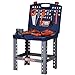HOMCOM Banco de Herramientas para Niños +3 Años Desmontable Juego de Imitación con Maletín de Herramientas de 68 Piezas Incluidas con Taladro Martillo 40x43x72 cm Azul y Gris