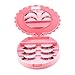 2Pcs Empty Plastic Bow Eyelashes Case Round Lash Storage Boxes Travel Carring Case 3D False Eyelashes Packaging Gift Boxes Holder Organizer with Makeup Mirror Lid for Women Girl, Pink