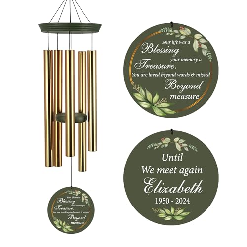Image of ASTARIN Memorial 36 inch Wind Chimes, Personalized Name Sympathy Wind Chime, in Memory of Loss Mom Loved One, Deep Tone Bereavement Windchimes for Outdoors Outside Clearance(Produced in Texas)