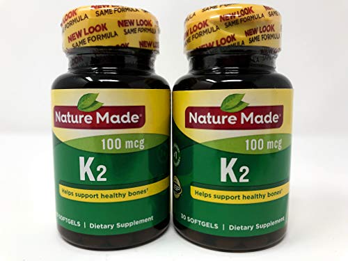 Nature Made Vitamin K2 Softgel, 100 mcg - 2 bottles each of 30 Softgels