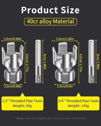 Image of 2-Piece PVC Pipe Threading Tool, 1 /2 and 3 /4 Inch