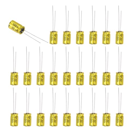 sourcing map 50Pcs 22uF 100V Non-Polarized Electrolytic Capacitor, 13mm x 8mm Aluminum Audio Frequency Divider Capacitor for DIY Audio Projects Tweeter Speakers Car Amplifier