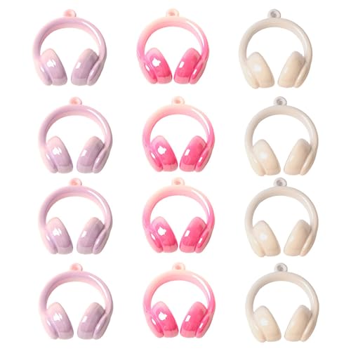 Acxico 12pcs Acrylic Gradient Color Headphone Pendant Beads...