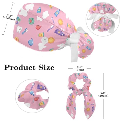 Image of Butterfly Scrub Cap Women with Ponytail & Buttons Adjustable Surgical Nurse Hat with Cotton Sweatband for Long Hair