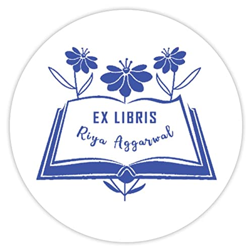 Floral Ex Libris Stamp- Book Themed Library Personalised Rubber Circular Stamp(5 cm Dia) with Your Name, customised for Stamping Books for Readers, booklovers
