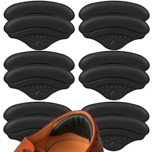 Image of 6 Pairs 4D Heel Pads for Shoes Too Big for Women Men, Heel Grips Cushions for Pain Relief, Inserts Prevent Loose Shoes Slip Blisters Scar, Heel Protectors for Friction (6, Black, Leather)