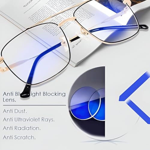 Image of Roshfort Men and Women Wonder Metal Full Rim Square Shape Eyeglasses Anti Reflective Eyewear Spectacles Frame