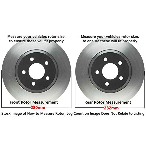 Image of Detroit Axle - Brake Kit for Volkswagen 2000 Beetle, 1999-2006 Golf, 200-2004 Jetta, 11.02 inch inch Front and 9.13'' inch Rear Drilled & Slotted Brake Rotors Ceramic Brake Pads Replacement