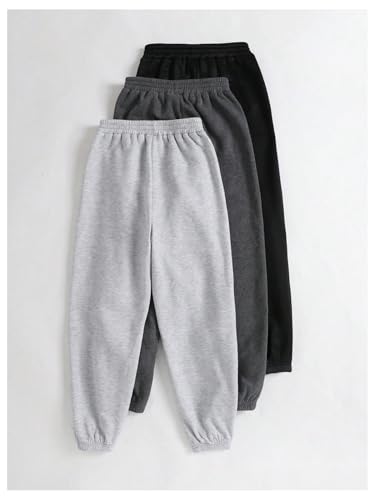 Milumia Girl's 3 Pack Letter Graphic Elastic Waist Sweatpants Causal Jogger Pants2