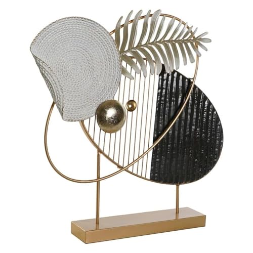 DKD Home Decor S3042983 Figura Decorativa Abstracto Negro Oro Blanco Moderno, 56cm Largo, 9cm Alto, 55cm Ancho