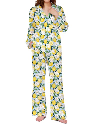 Image of SHESHOW Satin Pajamas for Women Set Long Sleeve Button Down Sleepwear 2 Piece Nightwear Women Pjs Sets Size XS-XXL