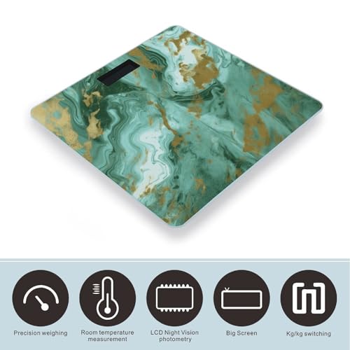 Báscula digital de baño green gold marble con pantalla LCD miniatura 3
