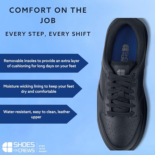 Shoes for Crews Greer Men's Slip Resistant Work Shoes Non Slip Sneakers Walking Water Resistant Zapatillas Zapatos Trabajo, Size 11, Tri-Black