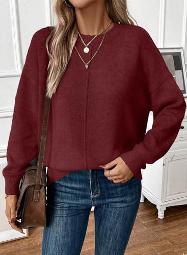 EVALESS Womens Sweaters Fall 2025 Casual Long Sleeve Lightweight Oversized Pullover Sweater Tops3