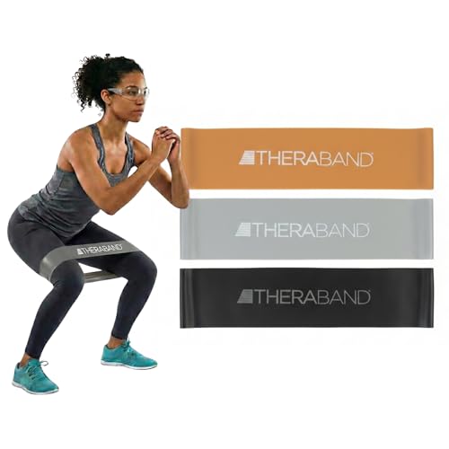 Image of THERABAND Resistance Band Loop Set, 12 inch Workout Bands for Strength Training, Stretching & Physical Therapy, Set of 3 Color-Coded Exercise Bands with Varying Resistance Levels, Portable & Durable
