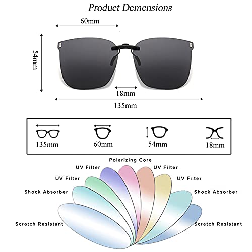 Polarized Clip On Sunglasses Oversized UV protection Compact Fit Non-Flip Sunglasses Over Prescription Glasses3