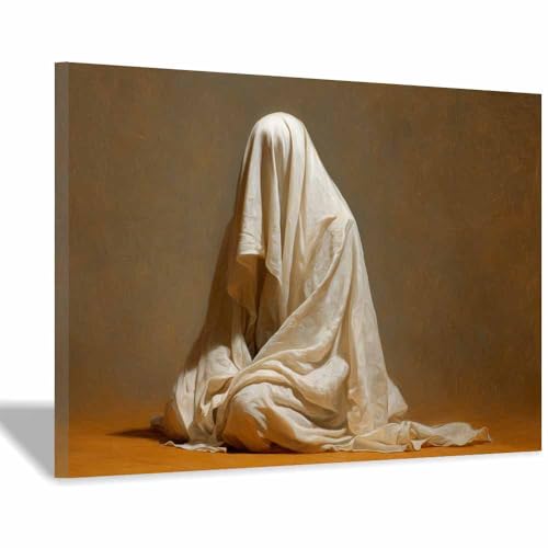 Tableau toile fantôme Halloween XENIOU 40x60cm encadrée pour décoration murale de salon