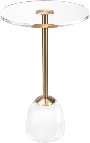 Miniatura 49 de Mesa auxiliar de acrílico transparente, mesa auxiliar gruesa con metal de latón cepillado, mesita de noche transparente, mesas de bebidas para sala