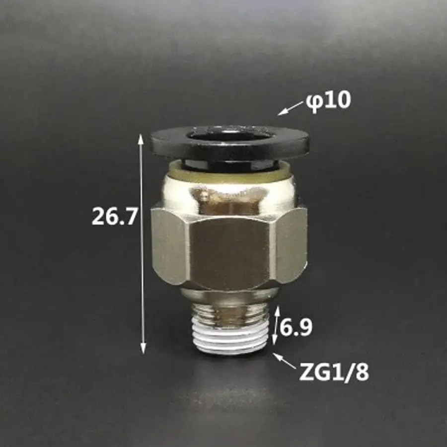 10PC DN6 G 1/8" Male x Fit Tube OD 10mm Nickel Plated Brass Pneumatic Air Hose Quick Connector Push in Coupler Water Gas Oil Fitting