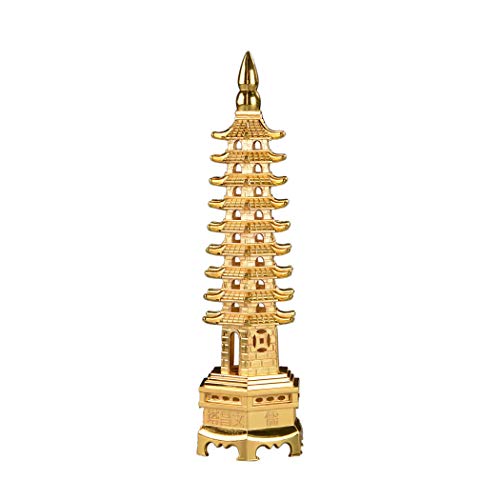 ZD112 ZD112 Fengshui 9 Ebenen Pagode Wenchang Turm Statue Schutz Business Rises Schreibtisch Dekor Sammlerstück goldfarben Cover