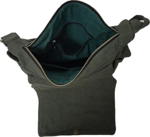 Image of ROUGH CANVAS COTTON MESSENGER BAG /BRASS ZIPPER CLOSURE /HANDMADE /ANTIQUE /VINTAGE /ECO LOVELY /UNISEX /SUSTAINABLE /HIGHLY DURABLE /WASHABLE /NATURAL