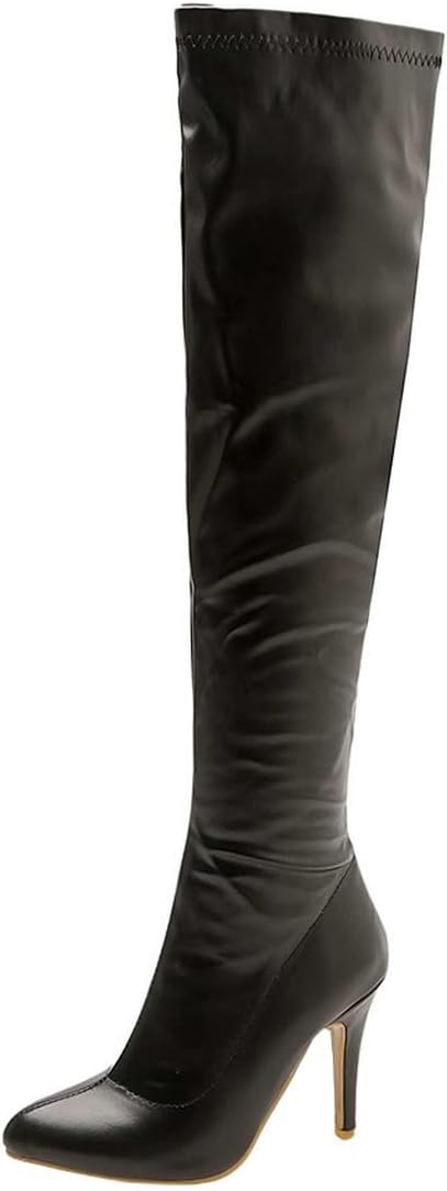 BEAUPAS Women's Pointed Toe Over The Knee Thigh High Boots High Heel Stiletto Boots Shoes