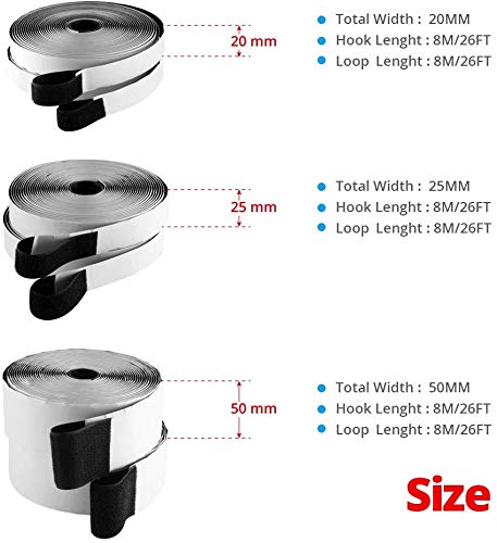 1 Inches Hook And Loop Tape 10.9 Yards (32.8 Feet) Self-Adhesive Strips Sticky Back Fastener, Black #TOP6