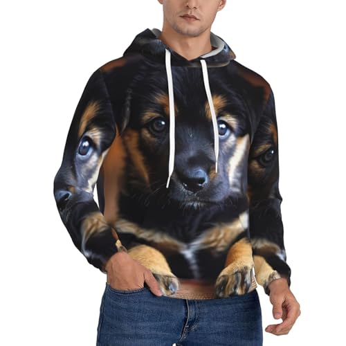 Sweat à capuche unisexe avec poche motif chiot mignon en coton