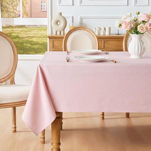 Light Pink Rectangle Tablecloth 60 x 90 Inch Machine Wash Indoor & Outdoor