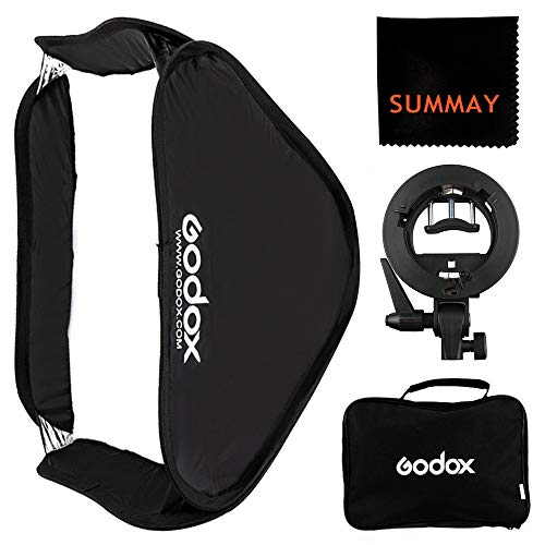 GODOX 24x24inch/60x60cm Foldable Softbox Kit with S-Type Bracket Bowen Mount Holder for Camera