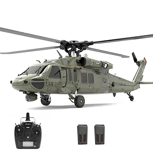 DBXMFZW 2.4G LCD Screen Remote Control Simulation UH60 Helicopter, Single Prop Aileronless RC Drone Aircraft with Gyroscope 2 Battery 6CH Dual Brushless Motor 3D&6G Simulation Fighter Model,