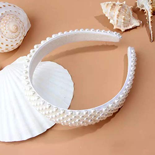 Popink Pearl Headbands For Women Fashion White Head Band Design Bridal Elegant Wedding Headwear Wide Hairbands For Girl… #TOP3
