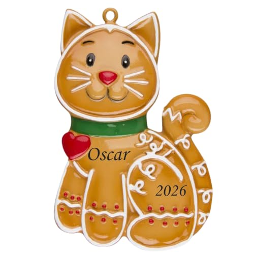 Holiday Treasures Personalized Gingerbread Cat Keepsake Christmas Ornament