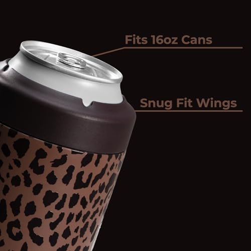 Image of HydroJug Tall Can Cooler 16 oz, Stainless Steel Can Holder, Brown Leopard