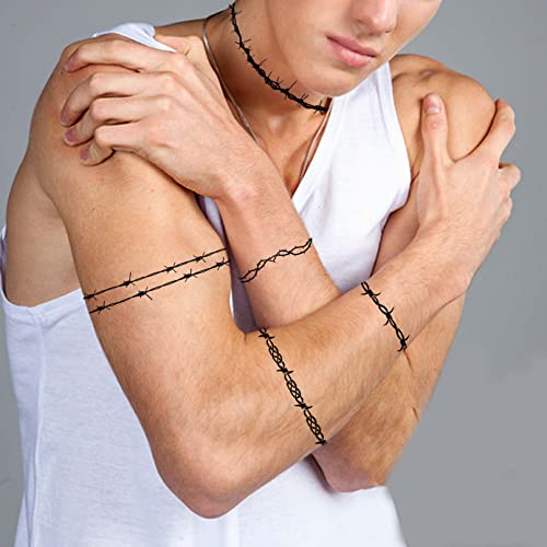 LAROI 7 Sheets Barb Wire Temporary Tattoos for Women Men Kids Adults Halloween Barbed Wire Tattoo Sticker - Image 4