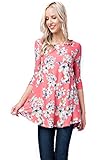 Betsy Red Couture Women's & Plus Size Long & 3/4 Sleeve Soft Knit Tunic Top