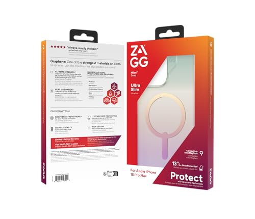 Coque graphène iPhone 15 Pro Max ZAGG Milan Snap irisée compatible MagSafe - 5