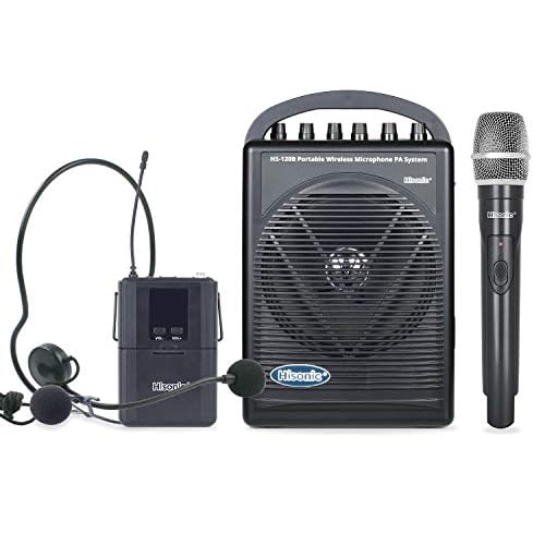 Hisonic HS120B Rechargeable & Portable PA (Public Address) System with Built-in UHF Wireless Microphone (1 Handheld +1 Belt-Pack)