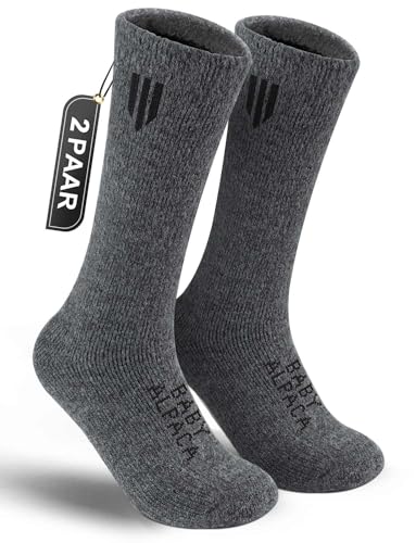 Juclise Alpaka Socken Wollsocken warme schwere dicke Thermosocken für Winter und kaltes Wetter atmungsaktive Socken ideal zum Jagen und Wandern für Damen und Herren (Dunkelgrau45-48)
