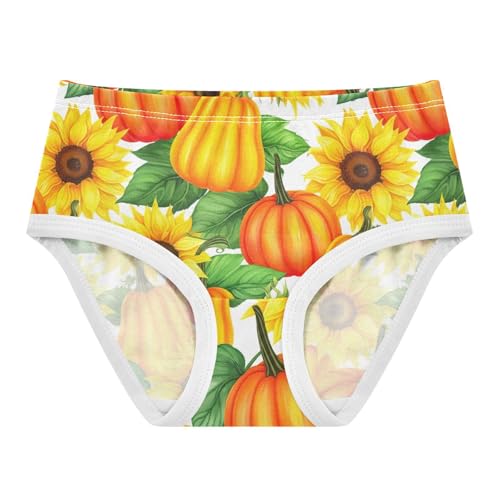 Joisal Cotton Girls Underwear Toddler Pumpkins Sunflowers Leaves Cute Panties Girl Fun Print Briefs Kids Undies 2t