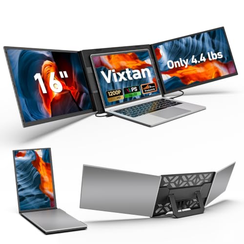 Image of Vixtan 16.1 inch Triple Laptop Screen Extender, Lightweight FHD IPS Portable Monitor for Laptop, USB-C Plug & Play Multi Screen Attachment for 13-17.3 inch laptops with Windows /Mac /Chrome